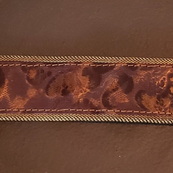 CUFF - Chocolate Brown Embossed Italian Leather w/Brass Mesh - Picture 3 of 3